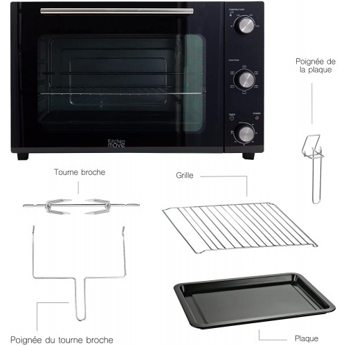 Four multifonction 22L tournebroche grill 1300W ARIZONA noir 5 programmes de cuisson avec minuterie et accessoires