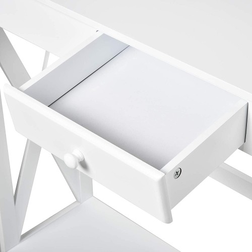 HOMCOM Console Style Table de drapier néo-rétro tiroir + étagère dim. 100L x 30l x 81H cm MDF Blanc