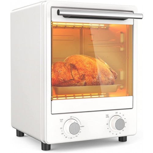 ZilloRiver Friteuse convection compacte de 12 l pour griller cuire toaster déshydrater garder au chaud grille-pain avec plaque de cuisson minuteur 900 W blanc KR-101