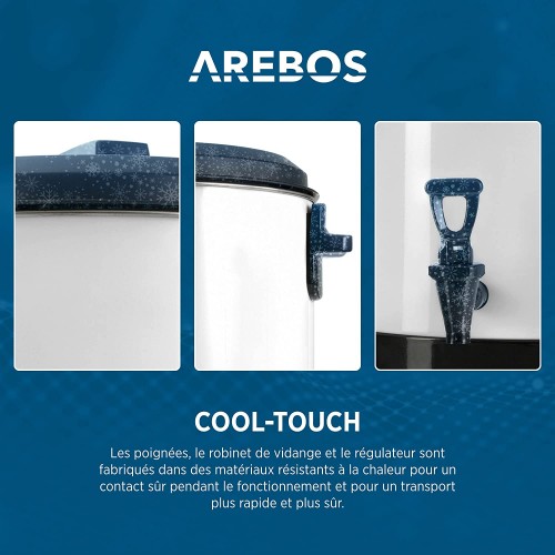 Arebos Cocotte automatique 1800 W | Cocotte 28 L | avec minuterie thermostat & protection contre la surchauffe | réglage de la température en continu 30-100 °C | minuterie 20-120 min.