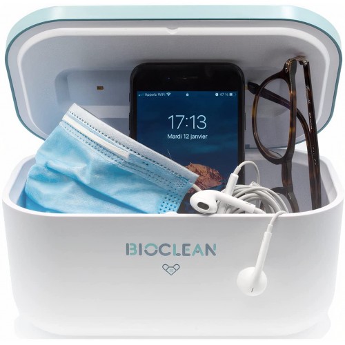 Bioclean Box Stérilisateur UV 3 en 1 UV & Chaleur pour une Désinfection en Profondeur Marque Française Stérilisation objets et tissu Grand volume