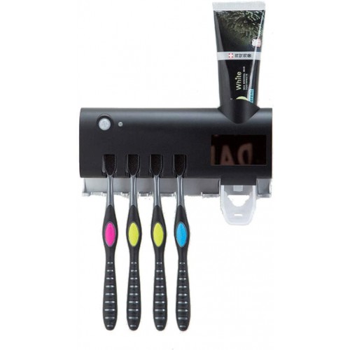 Stérilisateurs électriques Porte-brosse à dents Distributeur de dentifrice fixé au mur Stérilisateur électronique UV pour brosse à dents avec bande 3M Tuez le germe de bactérie Porte-brosse à dents