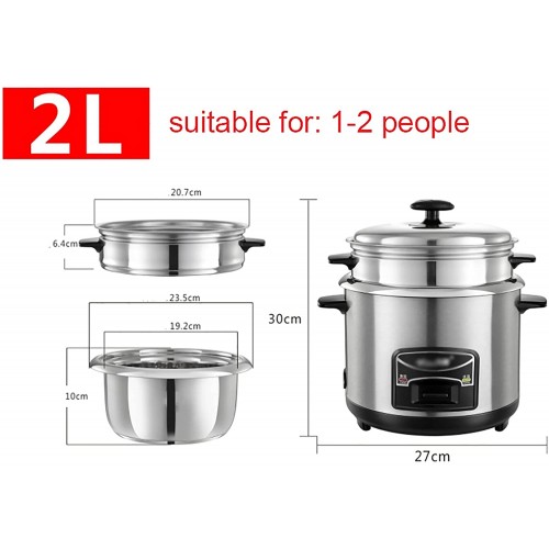 Cuiseur à riz 2-6L Cuisinière à riz portable Pot interne en acier inoxydable avec vapeur fonctions chaudes pour 1-11 personnes Size : 2L