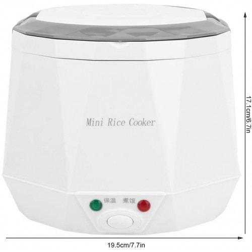 Cuiseur à riz mini-cuiseur à riz électrique portatif domestique 1.6L outil de cuisson de riz pour utilisation de voiture 12V blanc