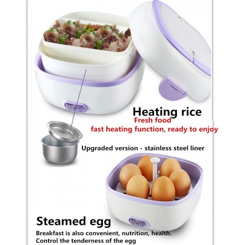 Mini cuiseur à riz multifonctionnel autoguant pour déjeuner électrique portable avec bols plateau à vapeur pour la maison le bureau l'école le riz les légumes la viande les œufs de viande