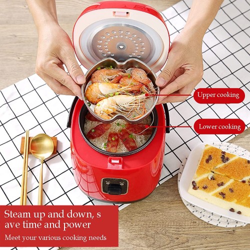 MRTYU-UY Petit avec cuiseur Vapeur Mini cuiseur Multifonctionnel Chauffe-Aliments Vapeur avec Pot de Riz antiadhésif Amovible