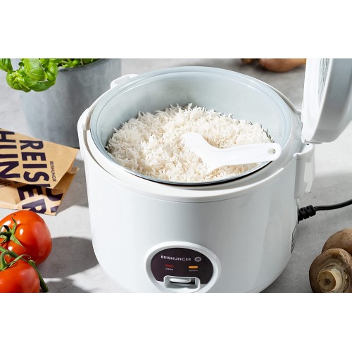 Reishunger Cuiseur à riz 1,2 l 500 W 220 V avec fonction maintien au chaud pot intérieur de haute qualité cuillère et verre doseur – riz pour jusqu'à 6 personnes