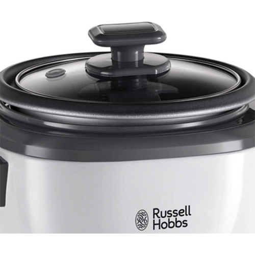 Russell Hobbs Cuiseur à riz petit [moyen] 0,8 l incl. insert vapeur fonction de réchauffage marmite à revêtement antiadhésif cuillère à riz et tasse à mesurer mijoteuse pour légumes et poisson