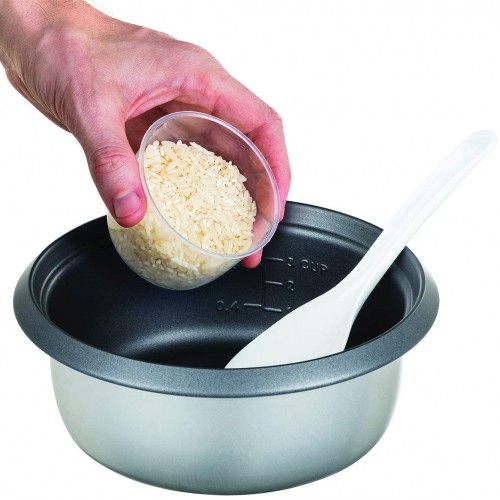 Russell Hobbs Cuiseur à riz petit [moyen] 0,8 l incl. insert vapeur fonction de réchauffage marmite à revêtement antiadhésif cuillère à riz et tasse à mesurer mijoteuse pour légumes et poisson