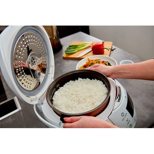 Yum Asia Sakura Cuiseur à riz avec bol en céramique et logique floue avancée 8 tasses 1,5 litre 6 fonctions de cuisson du riz 6 fonctions multicuiseur écran LED Motouch 220-240V