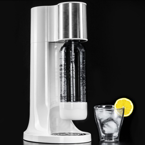 LEVIVO Machine à eau gazeuse pack débutant avec 2 bouteilles de gazéification de 1 l chacune et cylindre de CO2 blanc