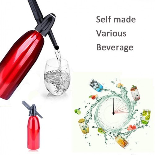 Machine à siphon pour faire de l'eau pétillante bouteille Seltzer portable pour l'ajout individuel de l'acide carbonique dans l'eau du robinet 1 litre Rouge