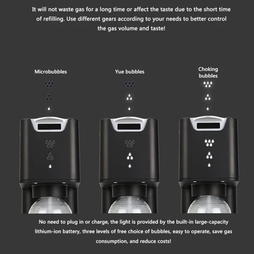 N B Machine à Eau pétillante Soda Maker soulagement Automatique de la Pression Aucune électricité requise lumière de réglage à Trois Vitesses pour carbonateur de Soda Domestique Noir