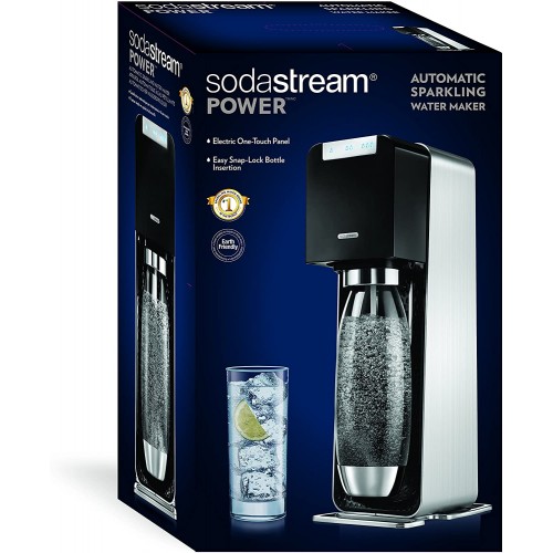 SodaStream Machine à Eau Pétillante et Soda Source Power Fonctionnement Électrique Couleur : Noir Boîtier et Corps en Métal
