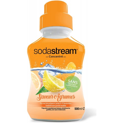 Sodastream Pack avec Machine à Eau Pétillante et Soda Terra Noire 1 Bouteille + Sodastream Concentré Saveur Agrumes – Sans Aspartame et Sans Arôme Artificiel – 500 ml