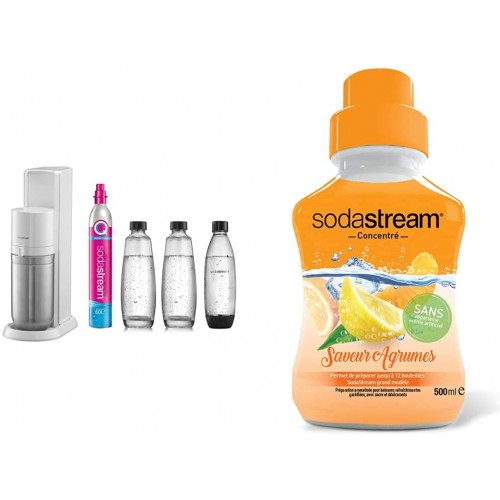 sodastream Pack Machine à Eau Pétillante et Soda 2 en 1 Duo Concentré Saveur Agrumes – sans Aspartame et sans Arôme Artificiel – 500 ML