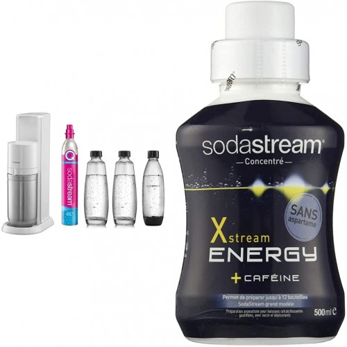 sodastream Pack Machine à Eau Pétillante et Soda 2 en 1 Duo Concentré Xstream Energy – Concentré pour Boisson Énergisante – avec Caféine – sans Aspartame – 500 ML