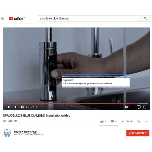 Sprudelux® Blue Diamond – Système d'eau potable Pour une installation sous le plan de travail – Avec robinet supplémentaire 3 voies + bouteille de 6 kg remplie de CO2 – Eau minérale pétillante