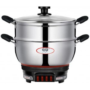 Pot de pot en acier inoxydable multifonctionnel pot électrique wok électrique à la cage épaissi pot de cuisson chaude chaude de grande capacité ménagère cuisson de cuisson de pot tout-en-un pot