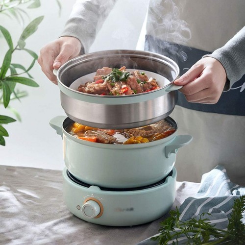 XXDTG Hot Pot électrique Multi-Fonction à Vapeur électrique Pot Dortoir étudiant Pot électrique Cuisinière électrique de Split Ménage Petit Wok Size : L