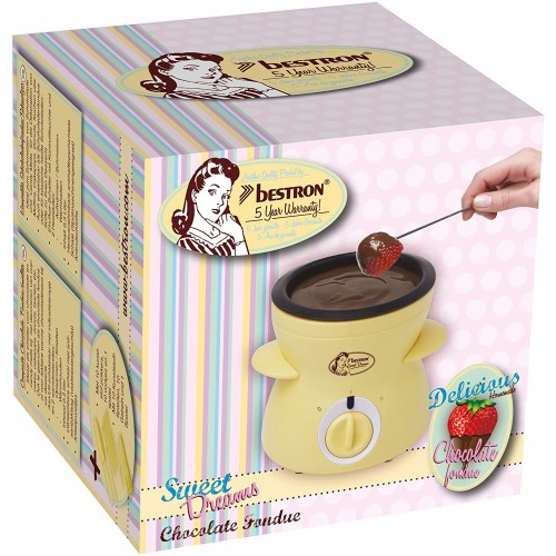 Bestron Appareil à fondue au chocolat au design rétro Sweet Dreams 25 W Jaune