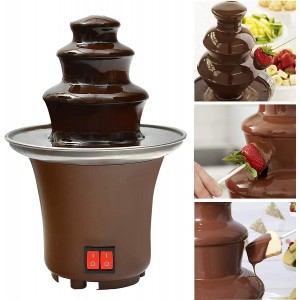 Fondue fontaine chocolat mini machine fontaine de chocolat tour de chauffage de fonte de chocolat grande capacité triple tour commande de moteur pour le mariage de partie brun
