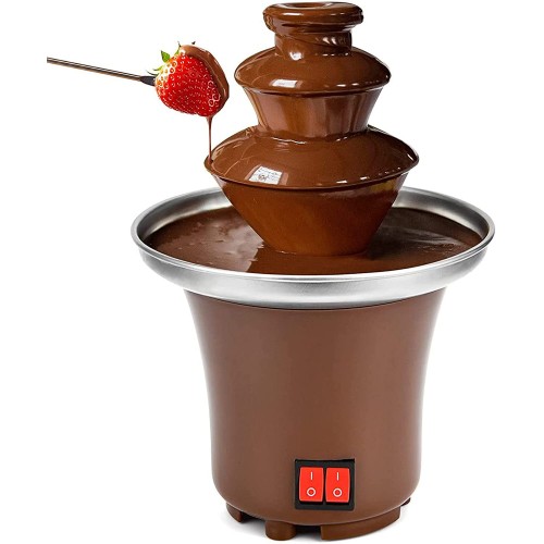 Fontaine à chocolat électrique à 3 étages Fontaine à fondue au chocolat En acier inoxydable Mini fontaine à chocolat chaud en cascade Pour fête à la maison