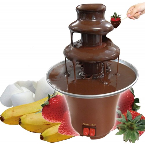 Fontaine à chocolat électrique ensemble à fondue au chocolat machine à fontaine à chocolat chauffage à fondue en acier inoxydable à 3 niveaux et commandes de moteur,Marron,American regulations