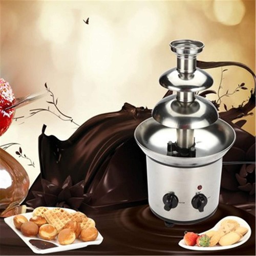 Fontaine de chocolat fondue en acier inoxydable petite fontaine 3 couches pour enfants et fêtes Température réglable