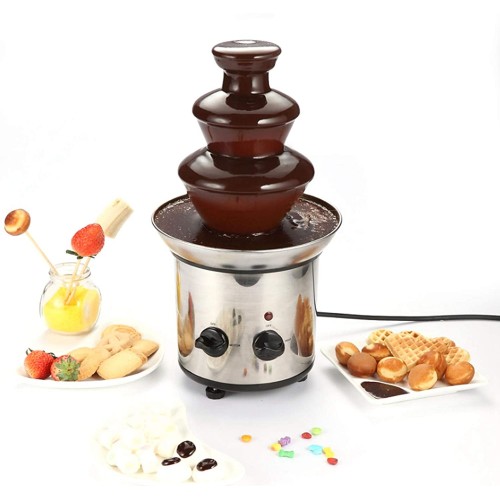 Machine à fondue au chocolat durable non toxique Fontaines à chocolat à 3 niveaux Fontaines à chocolat antirouille pour les cafés des maisonsrose