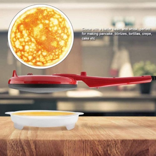 QSCVDEA Pancake Maker Round électrique antiadhésifs Pancake Crêpière machine Frying Pan Pizza cuisson Outils 220 V Rouge