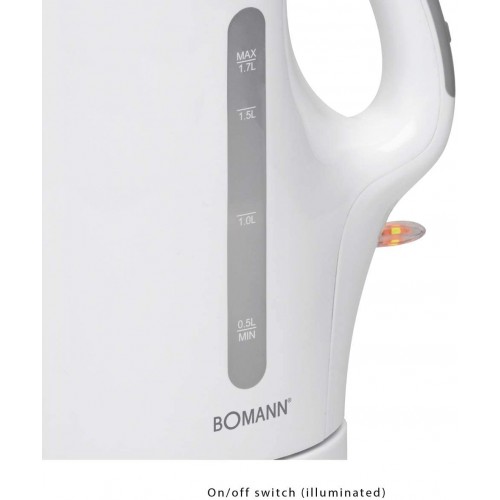 Bomann weiß WK 5011 CB Bouilloire 1,7 L Blanc électrique Classique Blanc-2000 Watts Chauffe Rapide-Légère 2000 W 1.7 liters