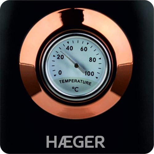 Haeger Art Deco Black Bouilloire électrique en acier inoxydable avec système sans fil et base rotative à 360° résistance cachée protection contre la surchauffe Noir 1,7 l 2 200 W