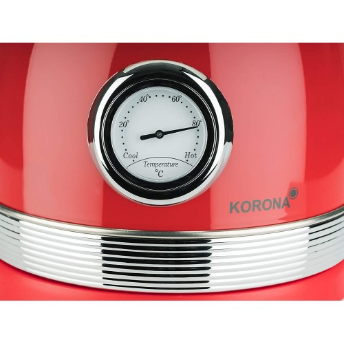 Korona 20667 Bouilloire rétro | Rouge | Affichage rétro de la température | 2200 Watt | 1,8 L