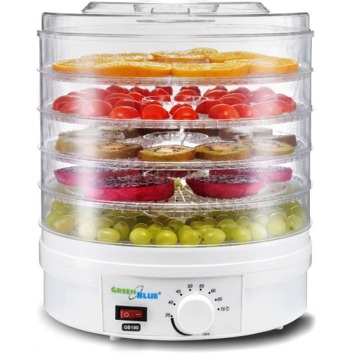 GreenBlue GB190 Déshydrateur de fruits et légumes350W 5 tiroirs transparents 35-70°C