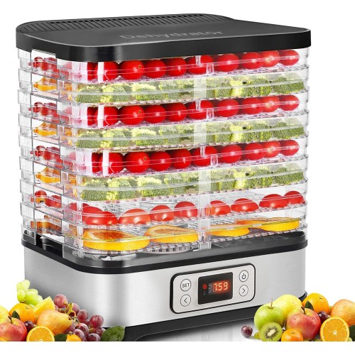 Homdox Déshydrateur alimentaire 8 plateaux pour rouleau de fruits avec minuterie numérique et contrôle de la température déshydrateurs pour aliments et viande fruits légumes herbes 400 W
