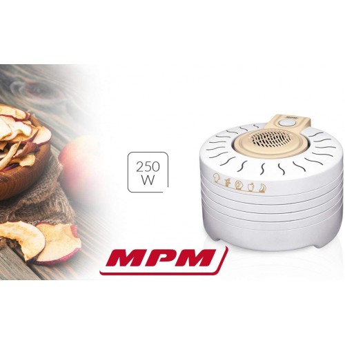 MPM MSG-03 Déshydrateur Alimentaire Électrique 4 Plateaux 28 cm sans BPA Sèche Les Fruits Légumes Viande Herbes 250W Blanc