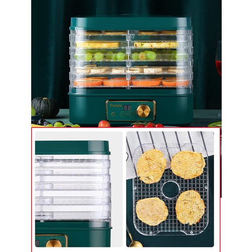 ZYFXZ 5 Plateaux Alimentaires Déshydrateur 220V Mini à Fruits électriques Machine à Sec 72HR Minuterie numérique Idéal for Fruits collations saines légumes viandes et Chili BPA- Gratuit