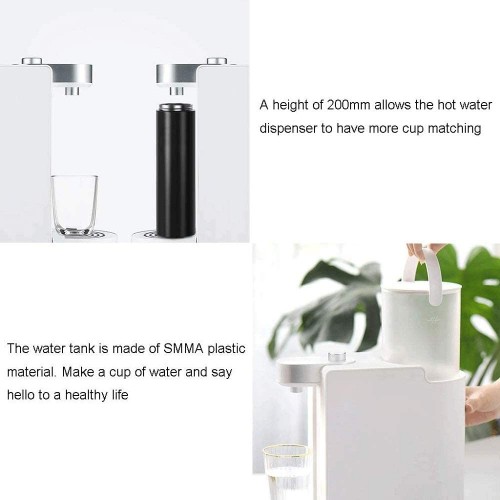 LQPHE Mini Distributeur d'eau Chaude Bouilloire instantanée Portae Distributeur d'eau Blanc 1,8 L Température Variable – Eau bouillante Rapide – 2200 W – Machine à Verser Facile