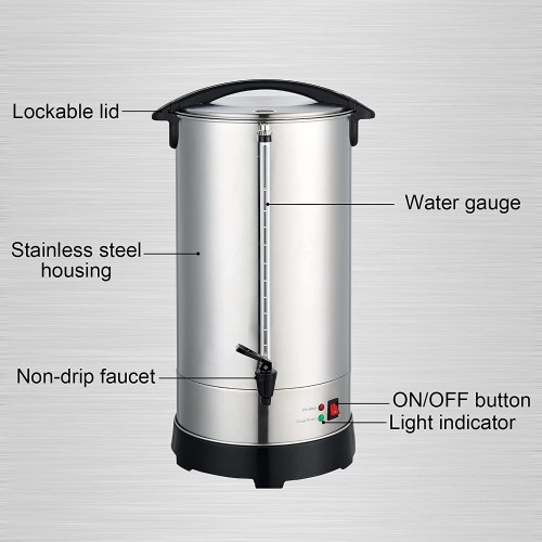 Valgus 30L 2500W Chaudière à eau chaude commerciale de grande capacité en acier inoxydable et distributeur avec contrôle automatique de la température pour thé café eau bouillante instantanée