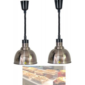 BOVDC Lampe Chauffe-Plats pour Pizza Steak Lampe Chauffante Portable pour Aliments avec Fil de Suspension Réglable de 65-170cm Lustre Cuisine Équipement de Cuisine D'hôtel 2 4 Pcs