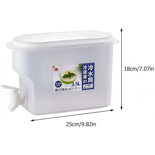 Artibetter Récipient à eau glacée grande capacité avec infuseur à thé bouilloire rechargeable avec robinet pour réfrigérateur et cuisine 3,5 l