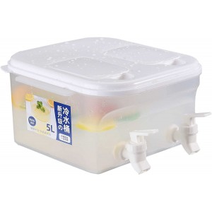 HanOBC Grande bouilloire froide à double robinet de 5 litres pour réfrigérateur Distributeur de boissons à double sortie séparée En plastique Pour thé glacé jus de fruits