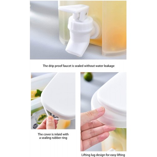 TENKY Frigerator Bouilloire froide avec couvercle et robinet 3,5 L grande capacité pour fruits fendus seau pour boissons froides seau à limonade