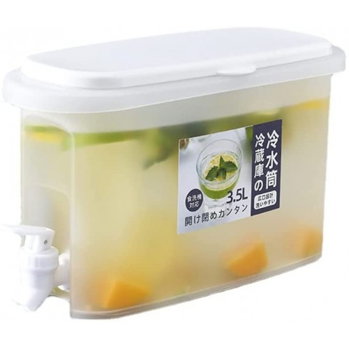 TENKY Frigerator Bouilloire froide avec couvercle et robinet 3,5 L grande capacité pour fruits fendus seau pour boissons froides seau à limonade