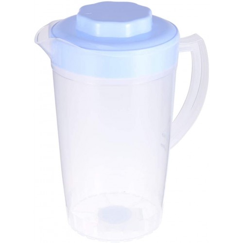Yardwe Pichet en plastique avec poignée pour eau chaude froide Thé glacé et boissons à jus 2 L bleu