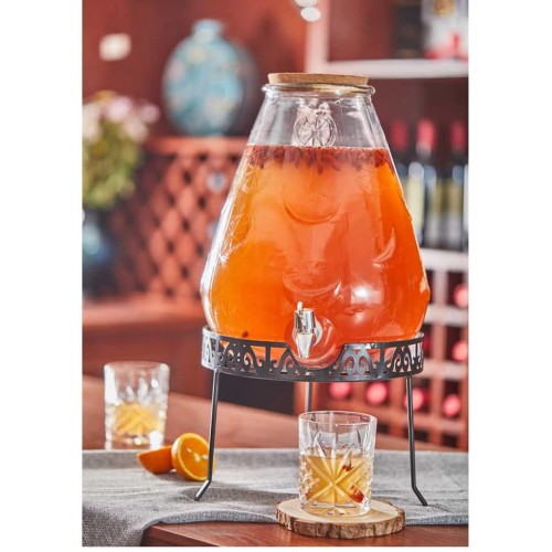 YEK Distributeur de boissons froides en verre avec robinet anti-fuite Grande capacité Pour jus de fruits faits maison et thé glacé