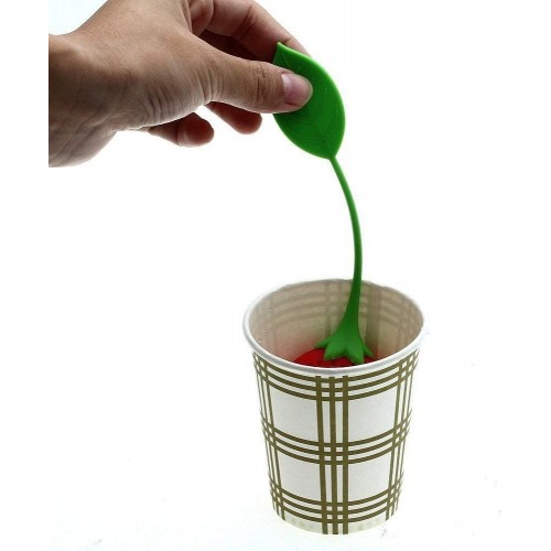 Aofocy Passoire à thé en Silicone Motif Fraise Rouge et Vert pour Une Utilisation dans la théière Tasse à thé et Plus Encore