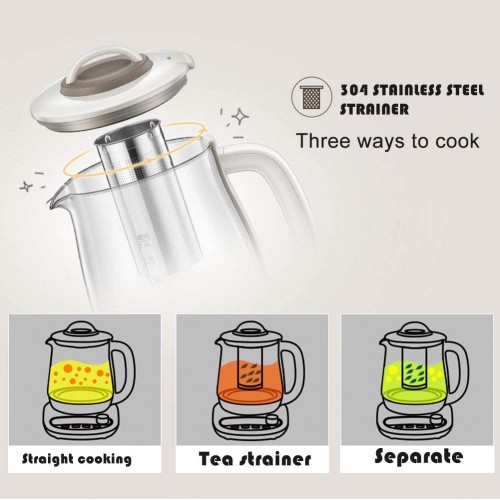 Bouilloire à thé chauffage en verre bouilloire électrique avec commandes numériques de température Programmes pour vos thés préférés et café chaudière en verre en acier inoxydable sans BPA