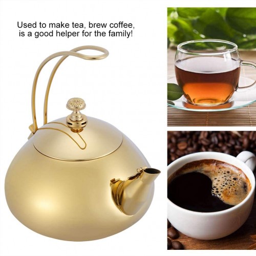 Bouilloire électrique théière en acier inoxydable 1.5l bouilloire électrique bouilloire à chauffage rapide de l'eau marmite pour faire du thé préparer du caféOr